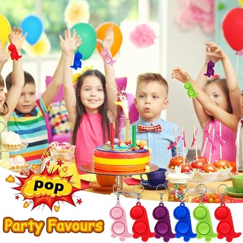 Steemjoey 6 Pcs Fidget Keyring, Mini Pop Keyring Keychain, Party Bag Fillers Bubble Poppet Sensory Fidget Toy, Dinosaur Squeeze Keychain Anxiety Stress Relief, Party Favour Birthday Gifts For Kids thumbnail 7