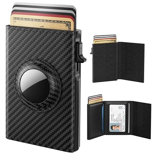 typecase AirTag Wallet for Men: Compatible with Apple AirTag (1st & 2nd Generation), RFID Blocking, Genuine Leather, Slim & Minimalist Design - 14 Card Capacity | ID Window | Cash Slot (Carbon Fiber) - Image 1