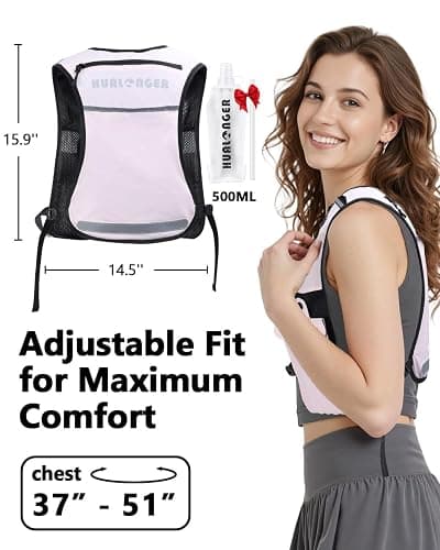 Running Hydration Vest for Women Men,Lightweight Breathable Hydration Pack with 500ml Soft Flask, Adjustable Chest Straps Reflective Backpack for Trail Running Marathon Race Jogging Cycling thumbnail 7