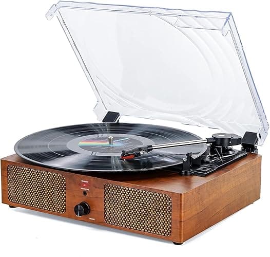 Vinyl Record Player Bluetooth Vintage 3-Speed Portable Turntables with Built-in Speakers, Belt-Driven LP Player Support USB Recording AUX-in RCA Line Out thumbnail 8