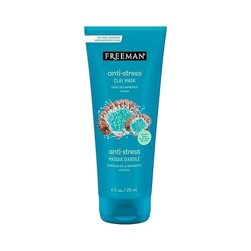Freeman Anti-Stress Clay Mask, Dead Sea Mineral Face Mask, Lavender & Sea Salt Balance & Calm Skin, Unclog Pores, Facial Mask For All Skin Types, No Harsh Chemicals, 6 fl. oz./175 ml Tube, 1 Count - 6 Ounce (Pack of 1) - Anti-Stress Dead Sea Minerals