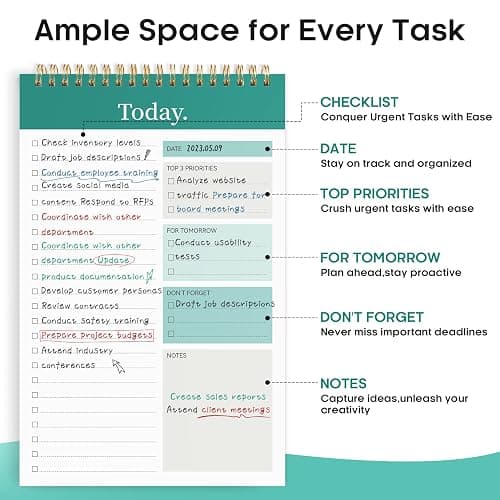 Taja To Do List Notepad, Undated Daily Planner for Work and Goal Setting | Greenery Sway, 52 Sheets, 9.8" x 6.5" , for Office, Home and school, Daily Task Planning, Notes and Everyday Organization thumbnail 2