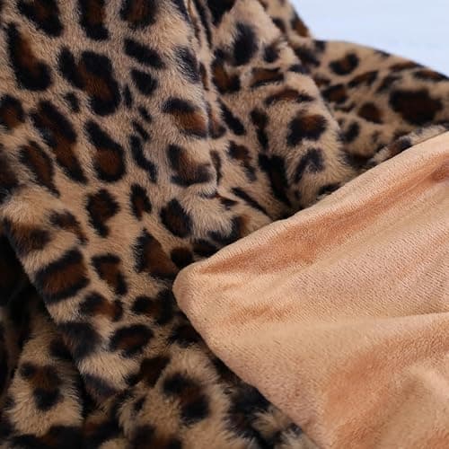 Velboa Super Soft Leopard Blanket Double Layer Bedding Thick Sofa Cover Furry Fuzzy Fax Fur Throw Blanket (Brown,63 x 79 Inch) thumbnail 4