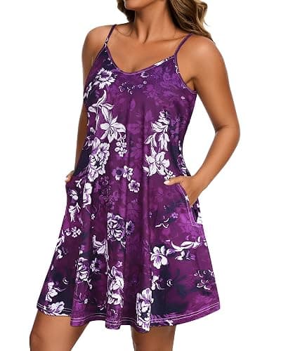 JOELLYUS Womens Spaghetti Strap Dress Summer Dresses Beach Cover Ups Casual Sundresses with Pockets thumbnail 2