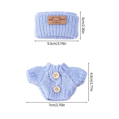 Lyreh Crochet Doll Outfits, Fashion Adorable Handcrafted Cute Crochet Clothes Practical Accessories for 17cm Doll Dressing Set (Blue) thumbnail 3