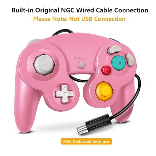 FIOTOK Gamecube Controller, Classic Wired Controller for Wii Nintendo Gamecube (Pink & Purple-2Pack) thumbnail 2