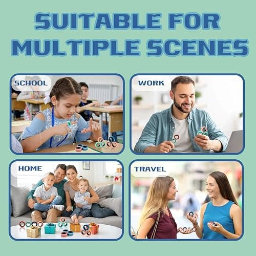 Cevioce 12 PCS Magnetic Ring Fidget Toys Set,ADHD Anxiety Magnetic Finger Spinner Pack for Teens Adults and Kids,Coolest Magnet Stress Relief Toy for 8+ Year Old Boys Girls Present thumbnail 5