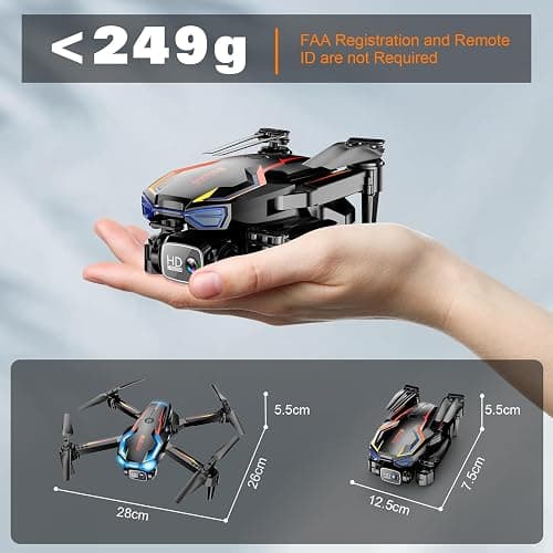 Drone with Camera for Adults, 2K HD FPV Drones with Upgrade Altitude Hold, One-Key Take Off/Landing, Speed Adjustment, Headless Mode, 2 Batteries, Toys Gifts for Teen Boys Girls, Beginner thumbnail 5
