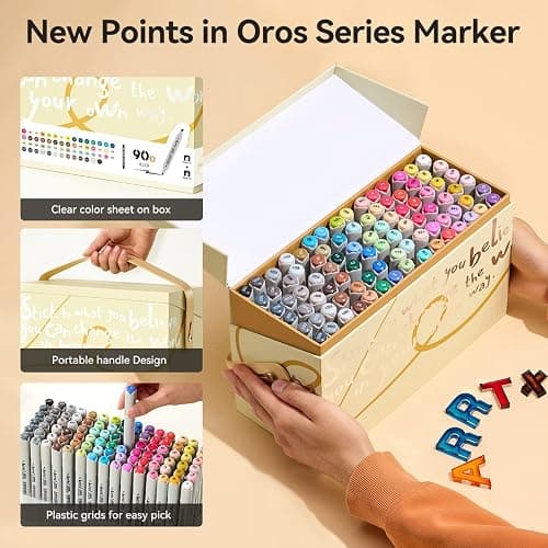 Arrtx Alcohol Markers OROS 90 Colors,Brush and Chisel Tip,Art Markers for Artists Adult Coloring Sketch Illustration, Comic thumbnail 4