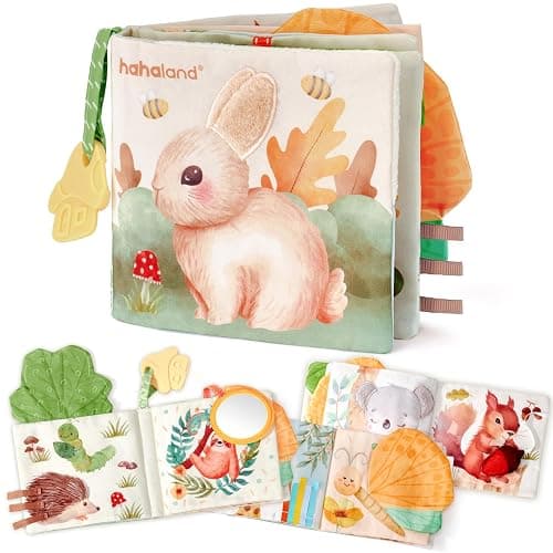 hahaland Jouets pour Bébé de 0 à 6 Mois, Livres Sensoriels en Tissu Doux pour Nouveau-né, Livre d'Éveil Jouet Bébé, Livre Eveil Bebe pour Nourrissons de 0, 3, 6 Mois, Cadeau Bebe Naissance Tummy Time - Image 1