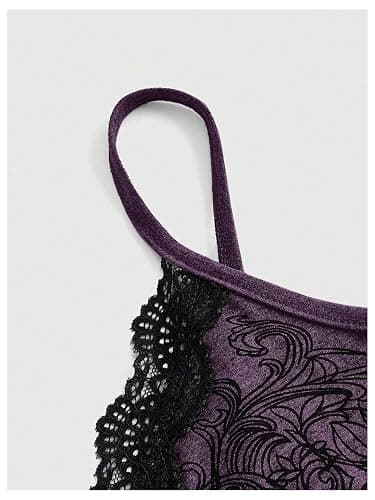 SOLY HUX purple floral lace tank top thumbnail 3