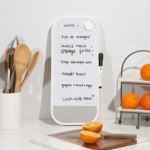 U Brands Modern Bevel Magnetic Dry Erase Calendar White Board with Bulletin Strip, 7" x 16", White Frame, Includes Magnet, Marker thumbnail 7