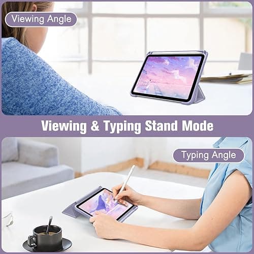 Fintie Hybrid Slim Case for iPad Mini 7 (A17 Pro, 7th Generation) 2024 / iPad Mini 6 (6th Gen) 8.3 Inch, [Built-in Pencil Holder] Shockproof Cover Clear Transparent Back Shell, Lilac Purple thumbnail 7