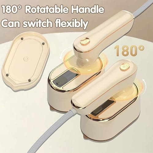 Travel Steamer Iron for Clothes Mini - Portable Ironing Machine Travel Small Size Portable Steamer Travel College Dorm Home Essentials (Beige) thumbnail 3