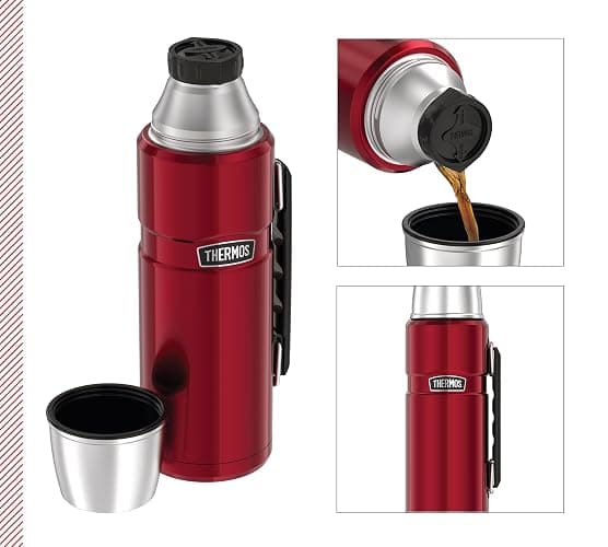 Thermos Stainless King Thermosflasche rot 1,20l - Edelstahl, absolut dicht, mit Trinkbecher und Griff, 12h heiß & 24h kalt, spülmaschinenfest, BPA-frei thumbnail 4