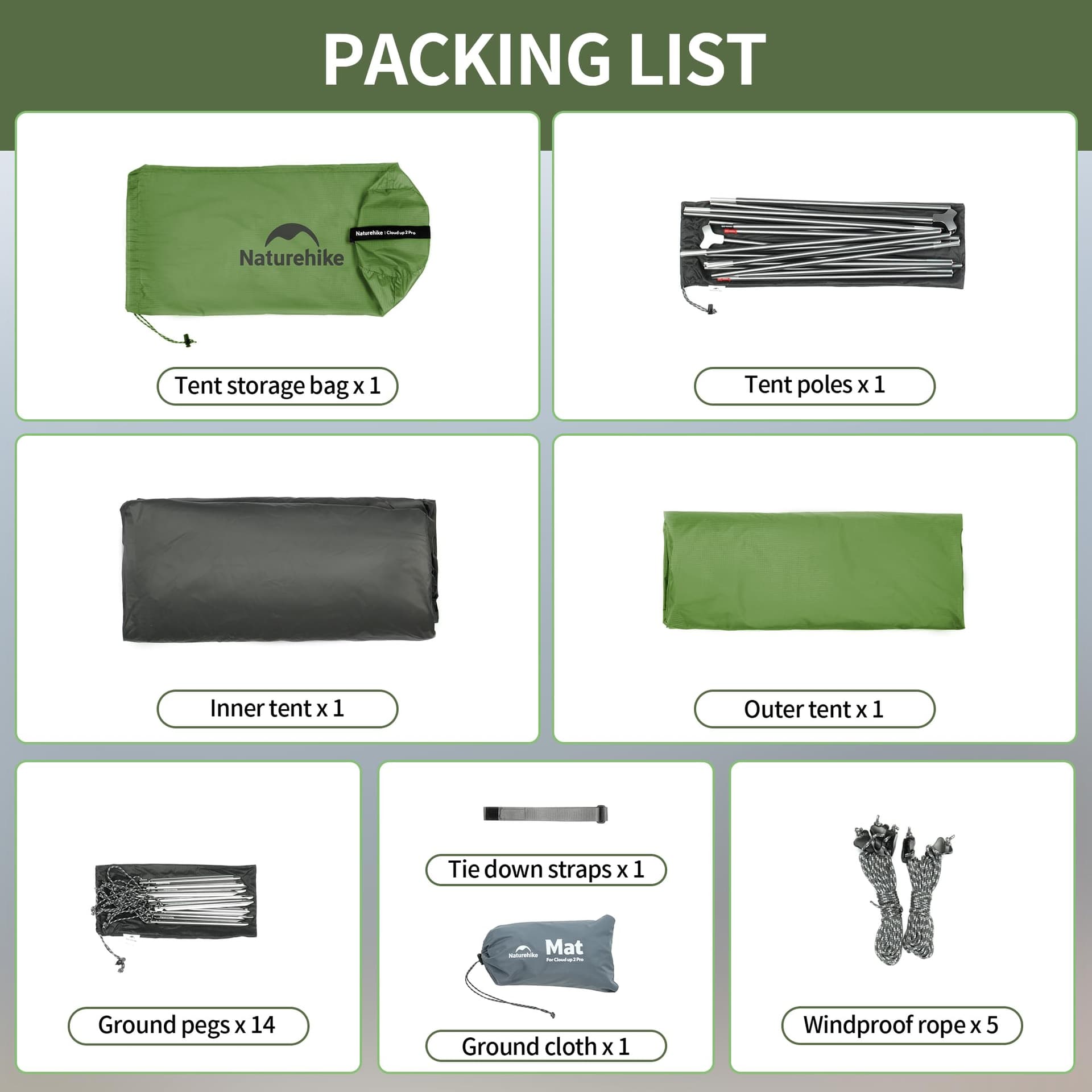 Naturehike Cloud-Up 2 Person Backpacking Camping Tent Lightweight Outdoor Tents for 2 Person Camping thumbnail 7