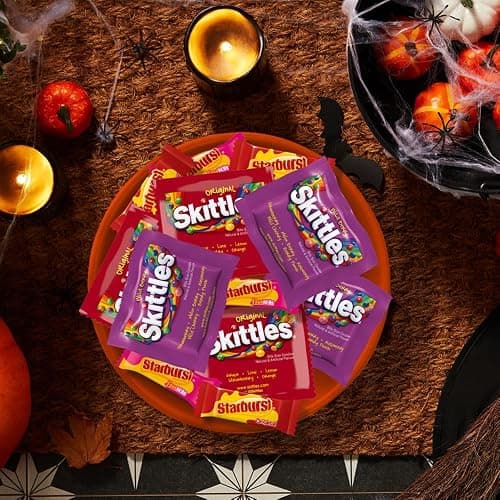 SKITTLES Original, Wild Berry & STARBURST Fun Size Variety Bag, 20.13 oz | Chewy fruity SKITTLES and STARBURST in fun size packs, great for movie nights, party favors, road trips and Halloween Candy thumbnail 6