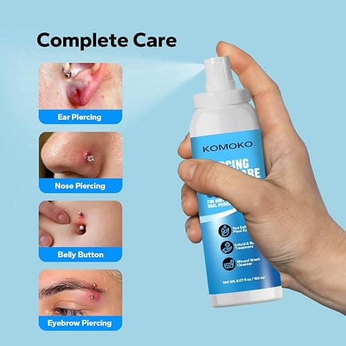 Komoko Piercing Aftercare Spray (5.07 Fl Oz), Saline Spray for Piercings & Ear Piercing Cleaner, Gentle Saline Solution for Piercings, Fast Piercing Bump Solution for Nose, Ears, Belly & More thumbnail 2