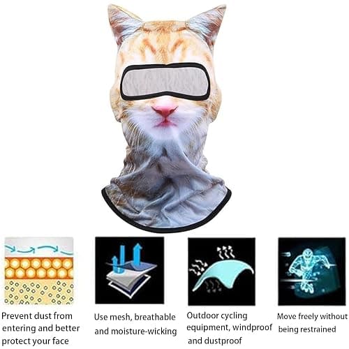Ski Mask, 3D Cat Ski Mask Balaclava Sheisty Face Men Women for Outdoor | Cute Full Face Shiesty Mask Animal Ski UV Sun Protection Face Mask for Outdoor Hiking Riding Ski Raves Party thumbnail 3