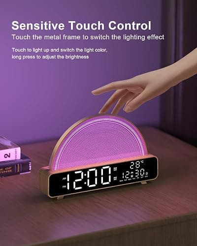 HAODINGMAI Sunrise Alarm Clock Wake Up Light with Sunrise Simulation White Noise Machine Touch Control Bedside Lamps Colors Atmosphere Lamp 30/60/90 Sleep Timer 13 Nature Sounds thumbnail 6