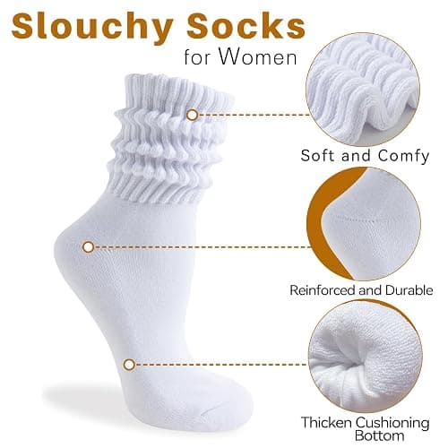 VoJoPi Women's Scrunch Crew Socks, 3 Pairs Cozy Retro Thick Slouchy Socks for Boots, Warm Winter Thermal Gift Set, US 5-11 thumbnail 4