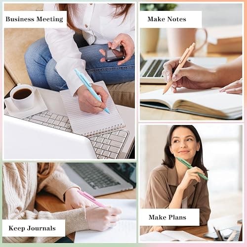 Piochoo Aesthetic Pens, 8 Pcs 0.5mm Gel Pens, No Smudge Quick Dry Smooth Writing Pens, Cute Black Ink Journaling Pens for Women Nurse School Office Desk Accessories thumbnail 7