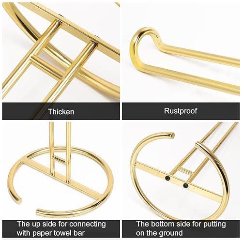 NearMoon Paper Towel Holder, Sturdy Paper Towel Stand Dispenser-All Metal, Standard or Jumbo-Sized for Kitchen Countertop, Farmhouse, Living Room (1 Pack, Gold) thumbnail 5