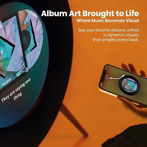 MorningBlues Record R1 Vinyl-Style Bluetooth Speaker, 2.1 Stereo Hi-Fi, Album Art Animation with Dynamic Mood Lyrics, Wi-Fi & Bluetooth, Home Audio & Décor thumbnail 4