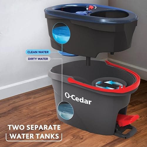 O-Cedar RinseClean Spin Mop & Bucket System + 1 Extra Mop Head | Clean with Clean Water | Removes 99% of Bacteria thumbnail 4