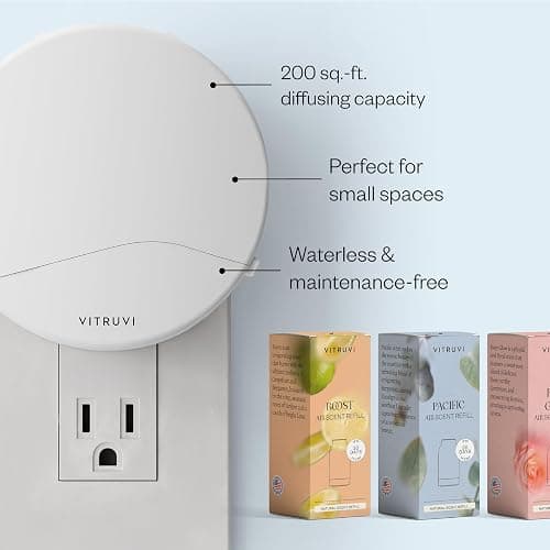 Vitruvi Push Plug-in Wall Diffuser – Starter Kit with Vanilla Mint Refill, Made with Natural Ingredients – Covers 200 Sq Ft – Long-Lasting Scent Up to 500 Hours – White thumbnail 7