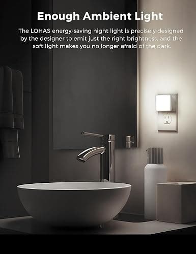 L LOHAS LED Night Lights Plug into Wall 2-Pack, 0.3W Plug in Night Light, Dusk to Dawn, 5000K Daylight White Bright Nightlight Auto-On/Off for Adults Kids Room Bedroom Bathroom Hallway Kitchen Non-Dim thumbnail 5