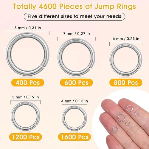 PAXCOO 4600Pcs Silver Jump Rings with Jump Rings Open/Close Tools for Jewelry Making and Necklace Repair (Assorted Sizes) thumbnail 3