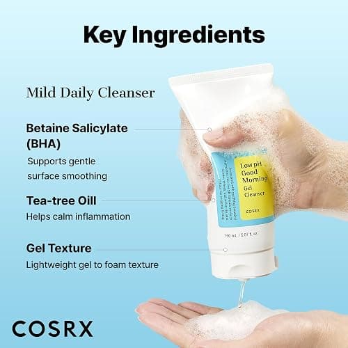 COSRX Low pH Good Morning Gel Face Cleanser, 5.07 fl oz, BHA Face Wash, Daily Mild Face Cleanser for Sensitive Skin, PH Balancing, Korean Skin Care, Korean Face Wash, Stocking Stuffers,Gifts For Women thumbnail 3