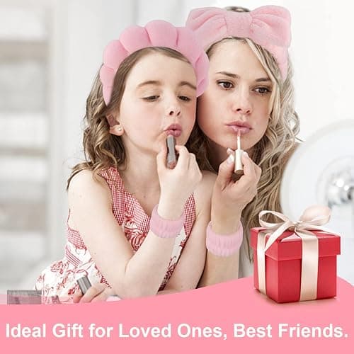 Canitor Spa Headband Wrist Bands Set with Hair Clips Skincare for Washing Face Skin Care Makeup Preppy Tween Teen Girl Gifts Cute Trendy Stuff Hair Accessories for Women (pink) thumbnail 4