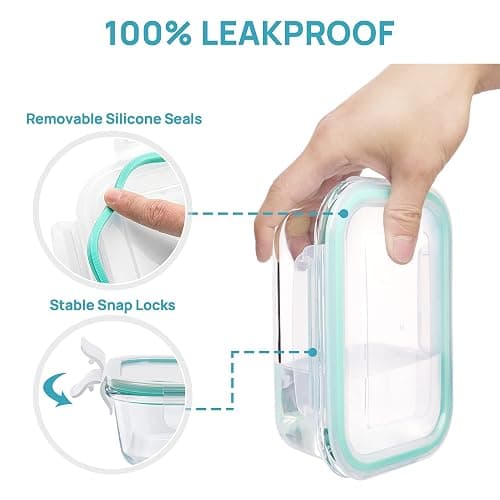 Vtopmart 8 Pack Glass Food Storage Containers with Airtight Lids, Glass Meal Prep Containers, Lunch Containers for Microwave, Oven, Freezer and Dishwasher, BPA Free thumbnail 7