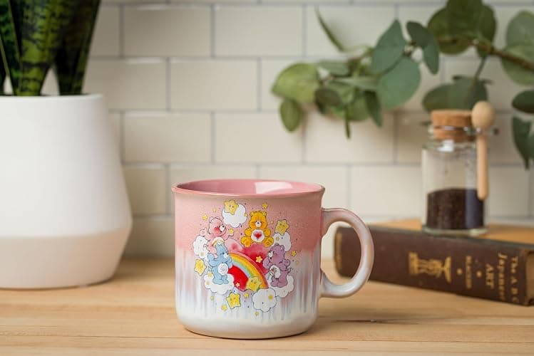 Silver Buffalo Care Bears Rainbow with Stars Reactive Glaze Ceramic Camper Mug Featuring Tenderheart, Cheer, Grumpy, and Share Bear, 20 Ounces thumbnail 2
