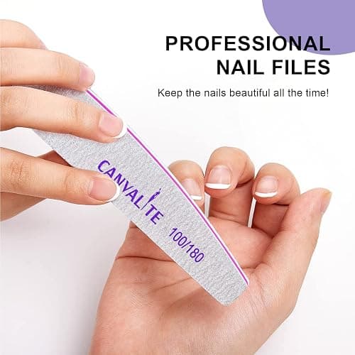 Canvalite 10 PCS Nail File Professional Nail Files Reusable Double Sided Emery Board(100/180 Grit) Nail Styling Tools for Home and Salon Use Christmas Gifts for Women thumbnail 7
