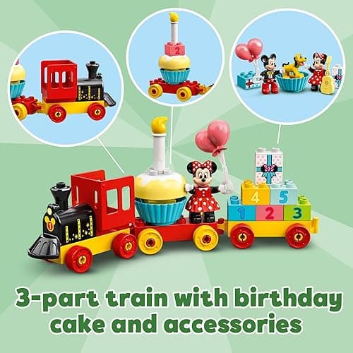 LEGO DUPLO Disney Mickey & Minnie Mouse Birthday Train - Building Toys for Toddlers with Number Bricks, Cake and Balloons, Early Learning and Motor Skill Toy, Great Gift for Girls, Boys Ages 2+, 10941 thumbnail 4
