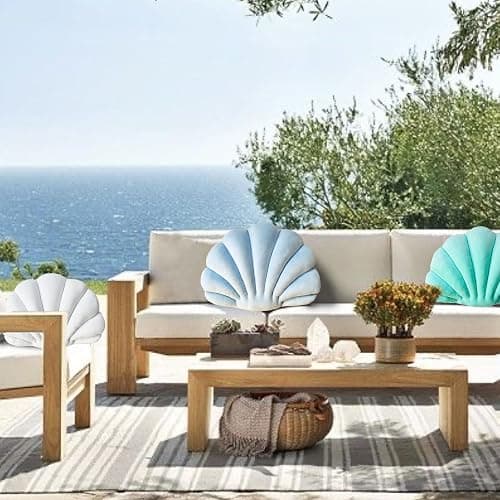 YRXRUS Peach Pink Seashell Pillow, Patio Accent Ocean Series, Ultra Soft Velvet Cushion for Bed, Living, Kids Room 3D Insert 14X11 Inch thumbnail 5