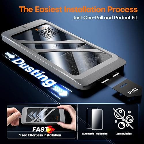 TAURI 4 in 1 for iPhone 15 Pro Max Screen Protector | 1 Dust Free Easy Installation Tool + 3 Pack Tempered Glass Film, 9H Hardness Bubble Free HD Screen Protector for 15 ProMax thumbnail 3