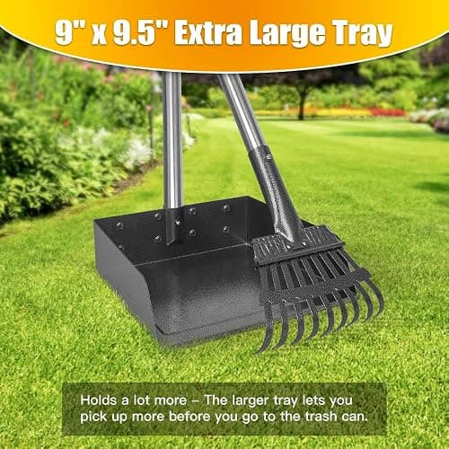 TOOGE Larger Pooper Scooper for Large Dogs, Dog Pooper Scooper for Large Medium Small Dogs Long Handle Stainless Metal Tray and Rake Set Heavy Duty thumbnail 2