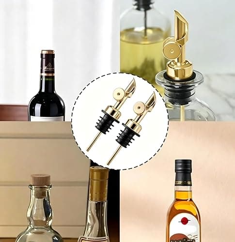 LVYKING Olive Oil Dispenser Spout Stainless Steel Auto Flip Pourer 2Pk Gold | 304 stainless steel, auto flip-top, leak-proof stopper, fits standard oil bottles, easy clean, for kitchen & cocktail use thumbnail 5