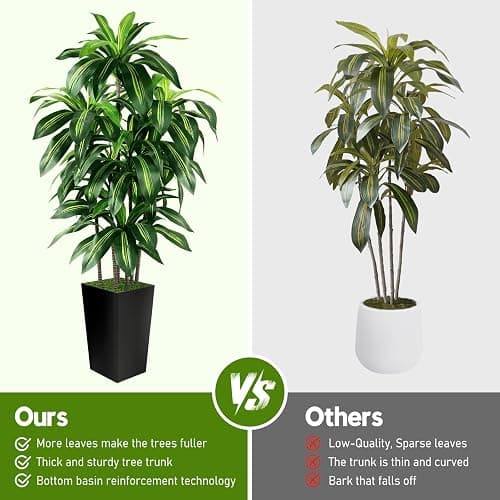 Artificial Dracaena Tree Indoor, 5FT Tall Fake Tree with Black Tall Planter, Artificial Trees Fake Yucca Potted Tree for Home Office Living Room Decor, Tall Artificial Plant for Housewarming thumbnail 5