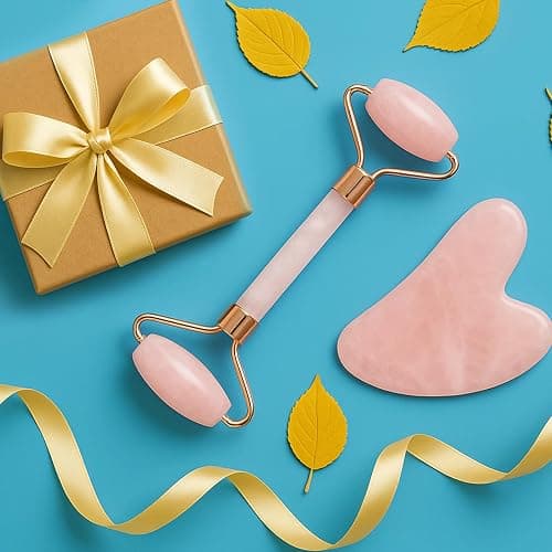BAIMEI Jade Roller & Gua Sha, Face Roller, Facial Beauty Roller Skin Care Tools, Self Care Gift for Men Women, Massager for Face, Eyes, Neck, Relieve Fine Lines and Wrinkles - Rose Quartz thumbnail 2