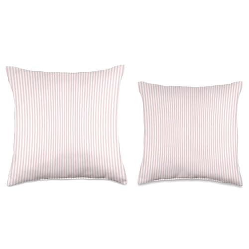Soft Blush Pink Pinstripe in an English Country Garden Throw Pillow thumbnail 3