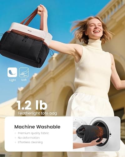 LOVEVOOK Puffer Bag for Women, Ultra-Lightweight Work Tote with Organized Compartments, 15.6/17.3“, Travel Carry-on & Gym Bag thumbnail 4