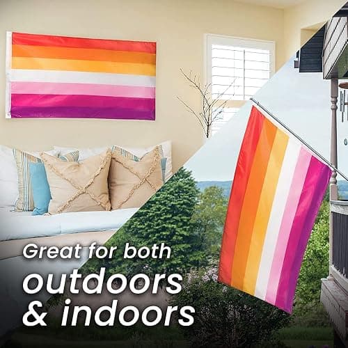 MOGADEE® Lesbian Flag, 90x150cm Pride Flag für Indoor und Outdoor LGBTQ Events, Paraden und Dekorationen thumbnail 7