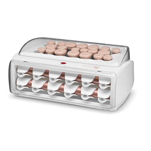 INFINITI PRO CONAIR Ceramic Flocked Hot Rollers for Women, 20 Assorted Hair Curlers with Clips, 85-Second Heat-Up, For Long, Medium, and All Hair, White - Image 1