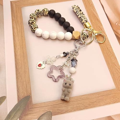 Nalefow Cute Pink Keychain,Fuzzy Cat Keychain Aesthetic Y2K KeychainStylish KeychainsAccessories thumbnail 7