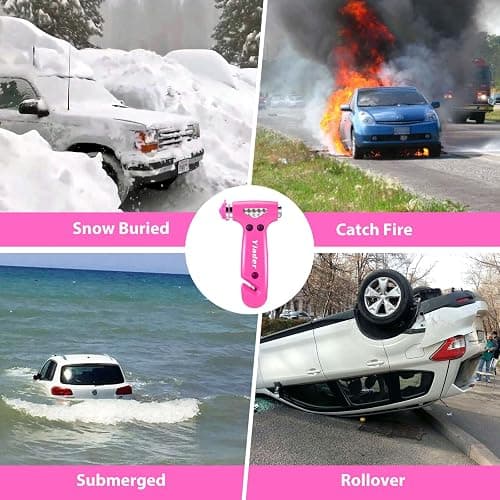 Yiader Window Breaker, 3-in-1 Emergency Escape Tool with Car Window Breaker and Seatbelt Cutter, Car Safety Hammer Car Essentials Tool for Women thumbnail 6